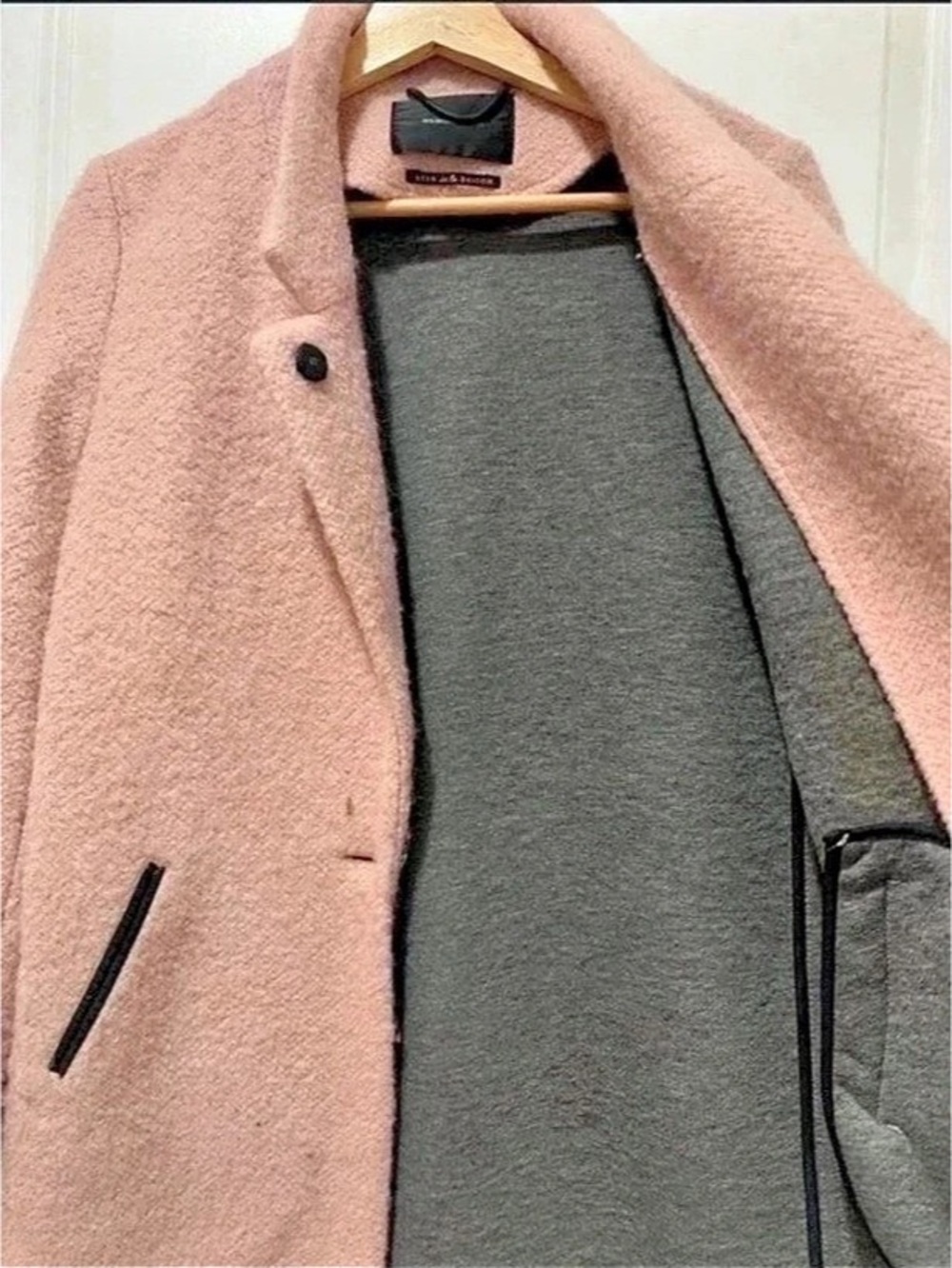 Maison Scotch Star de la Saison Wool Blend Pink Coat - Picture 6 of 6